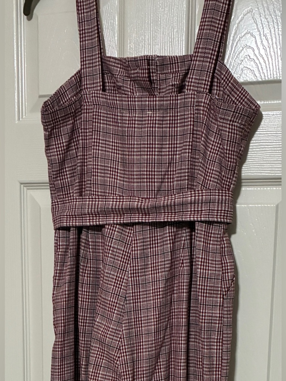 CHARLOTTE RUSSE Plaid jumpsuit Size Medium Maroon/Dark blue/cream slight flare - Picture 4 of 7
